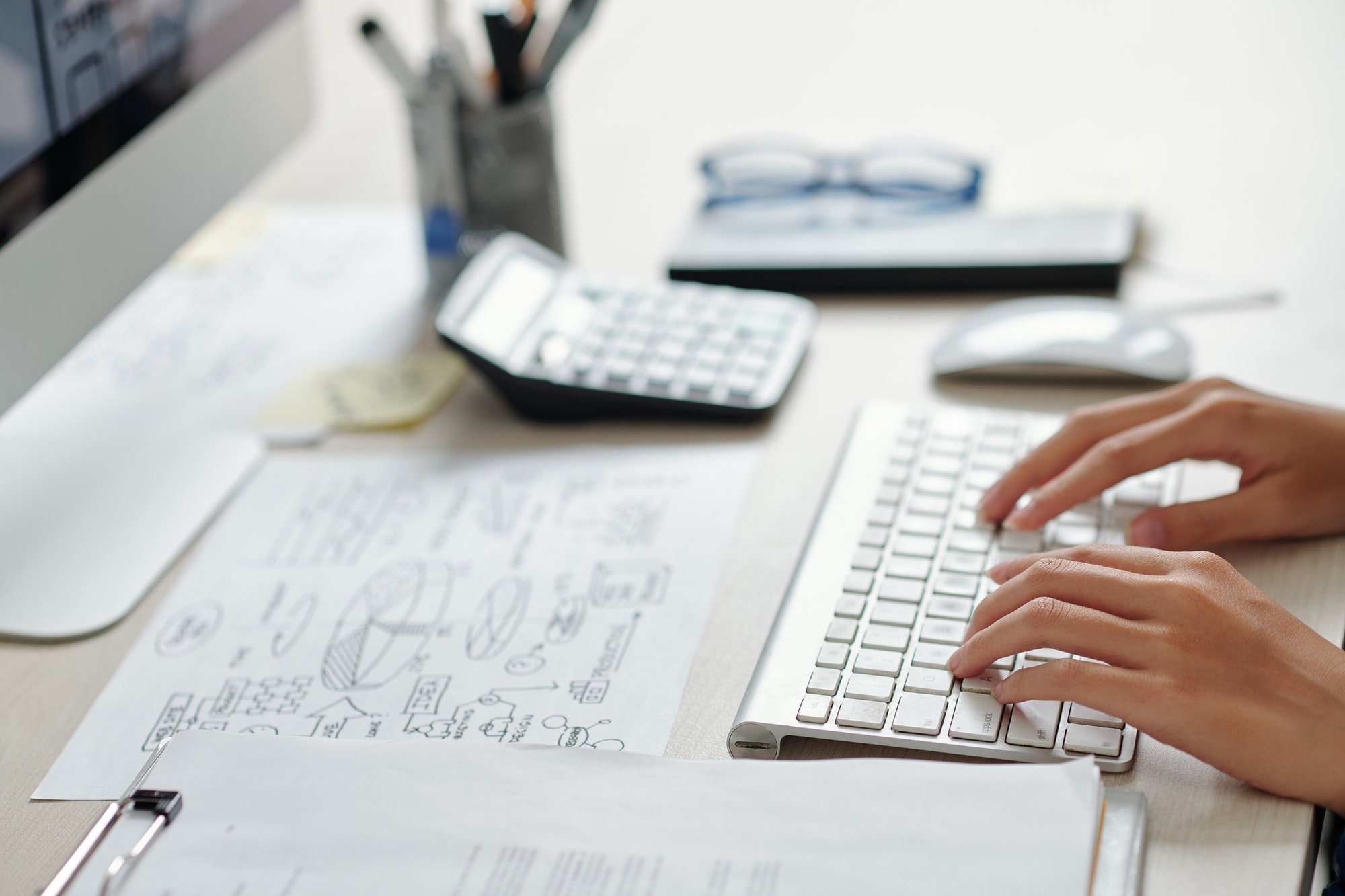 Businesswoman working on computer